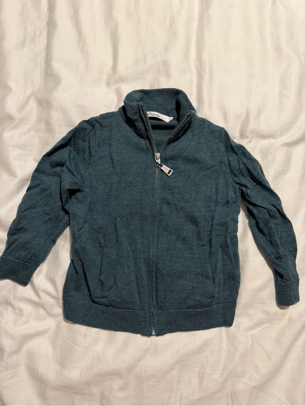 Bonpoint Green Knit Zip Cardigan